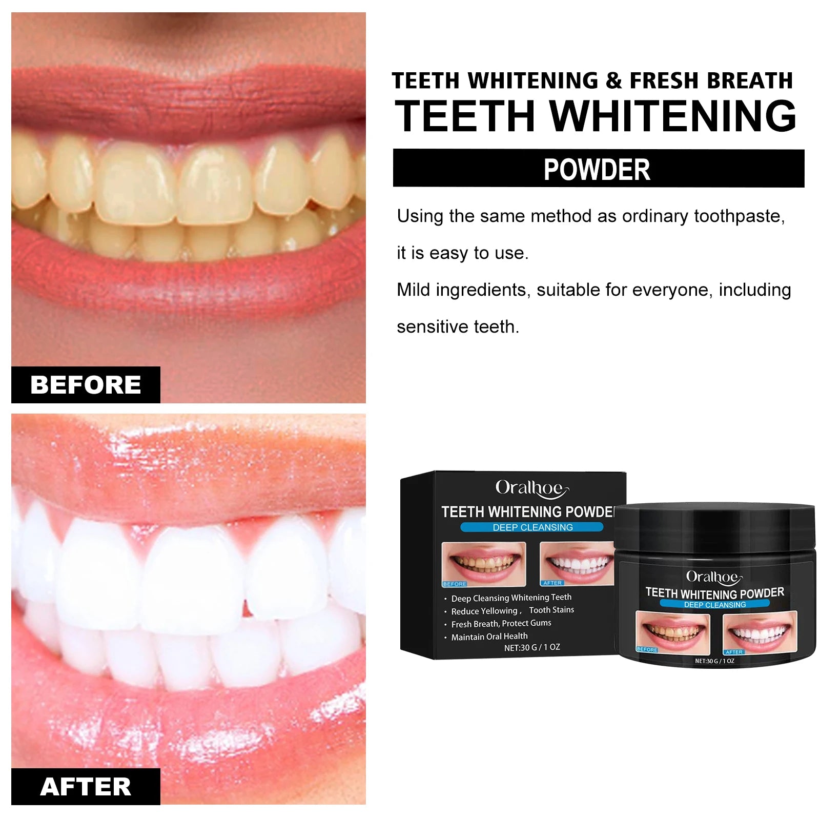 Oralhoe Charcoal Whitening Powder