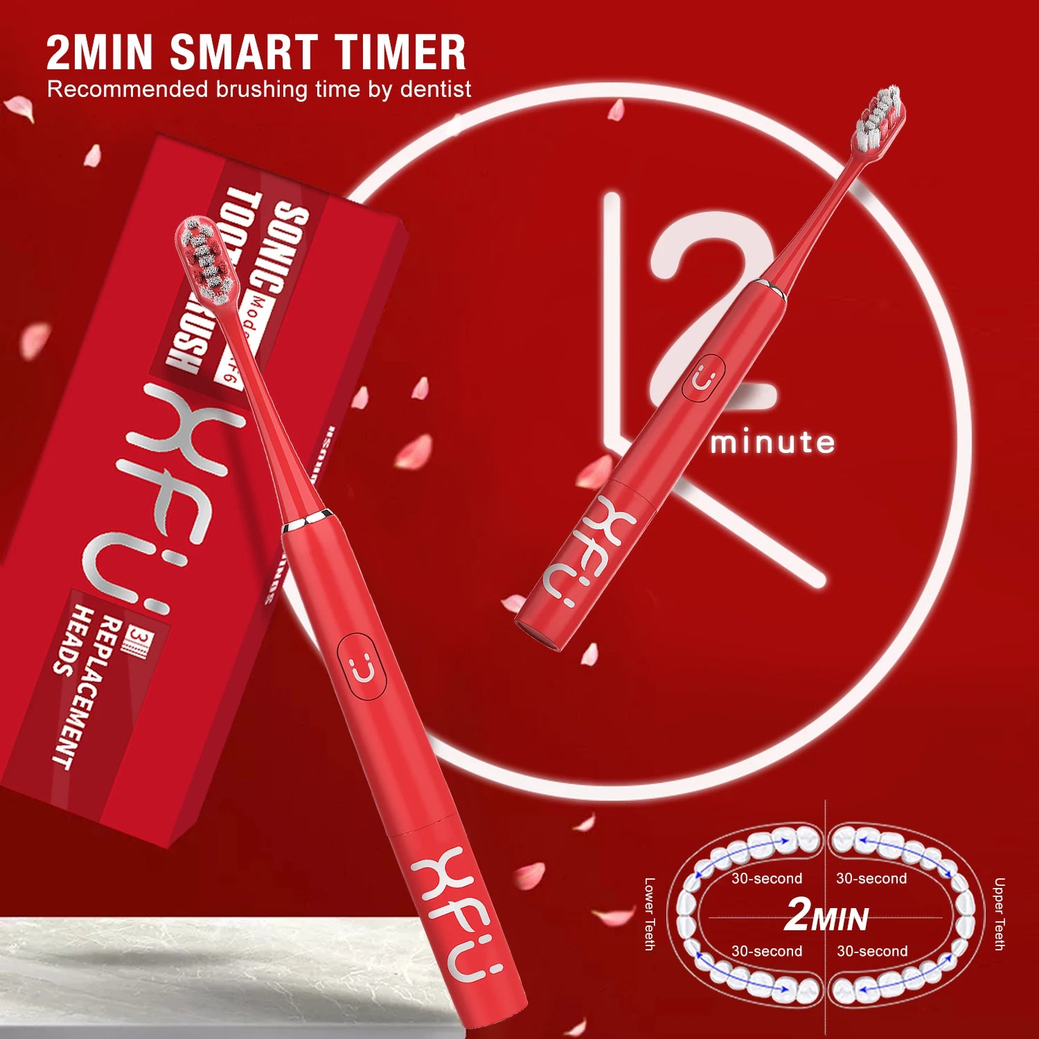 SEAGO Sonic Toothbrush + 3 Brush Heads