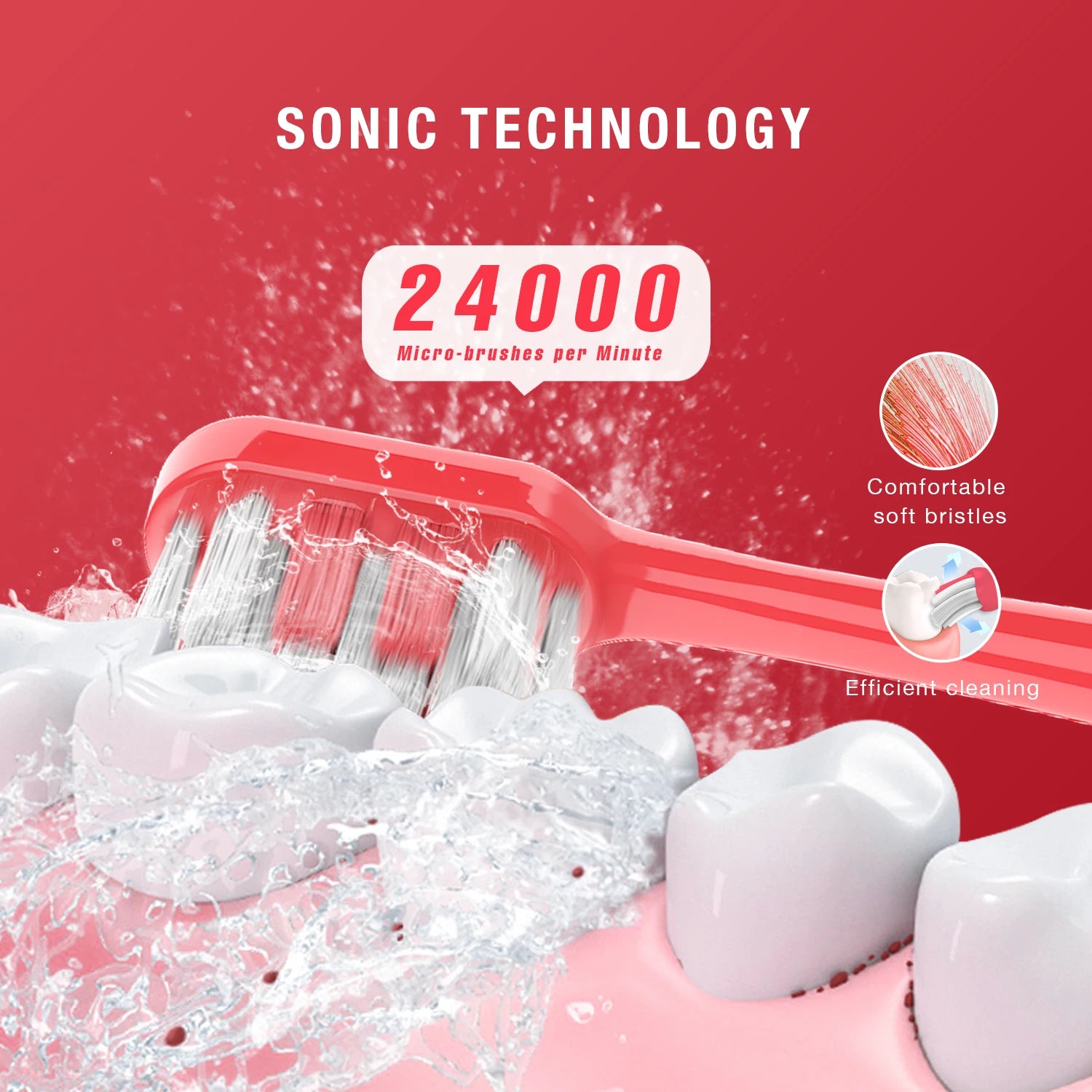 SEAGO Sonic Toothbrush + 3 Brush Heads