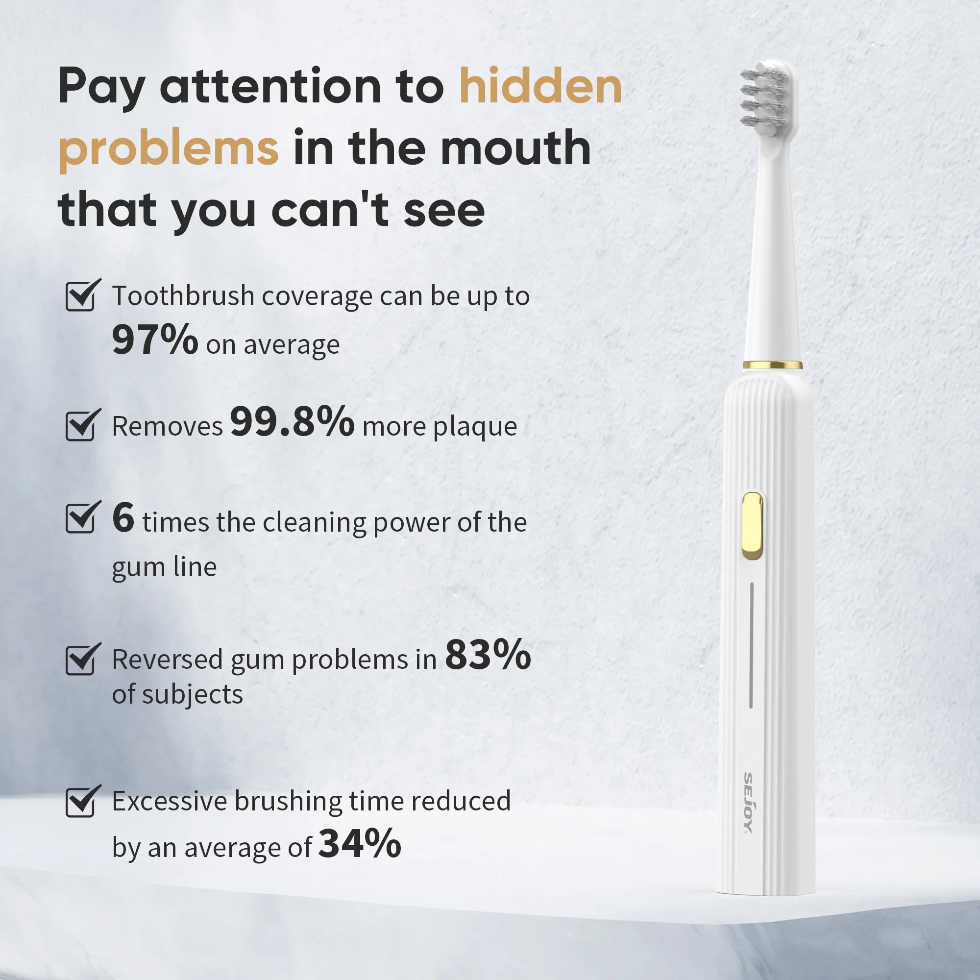 Sejoy Sonic Toothbrush 8 Heads 5 Modes