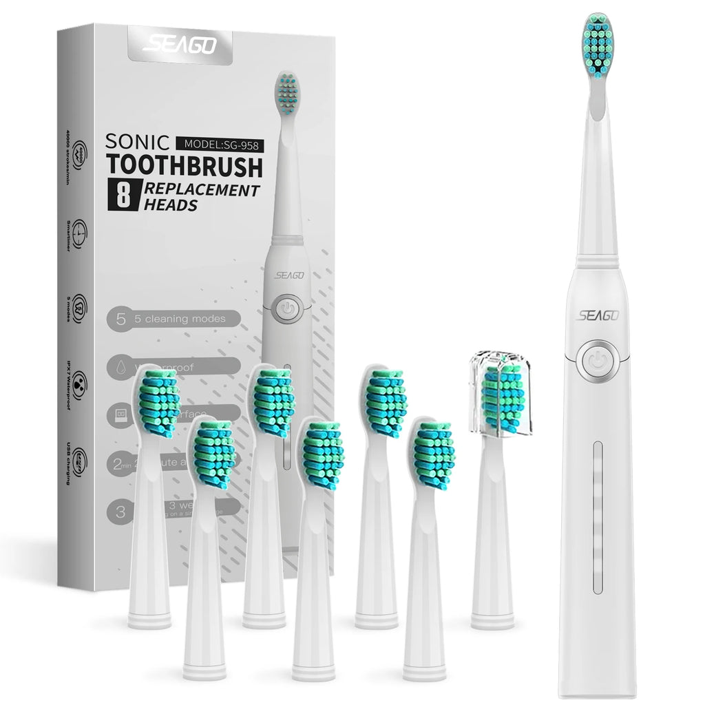 SEAGO Sonic Toothbrush 8 Heads 1 Charge