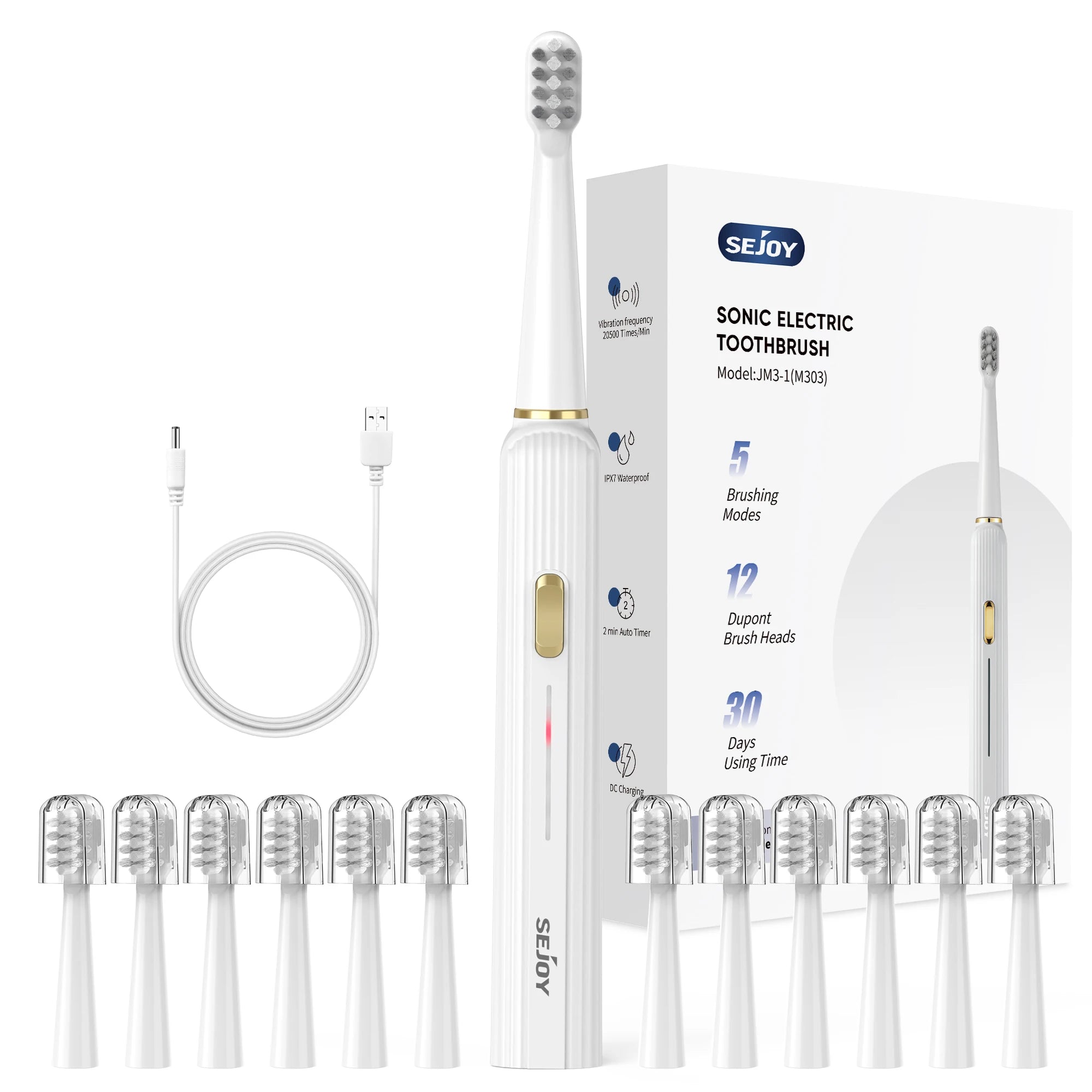 Sejoy Sonic Toothbrush 8 Heads 5 Modes